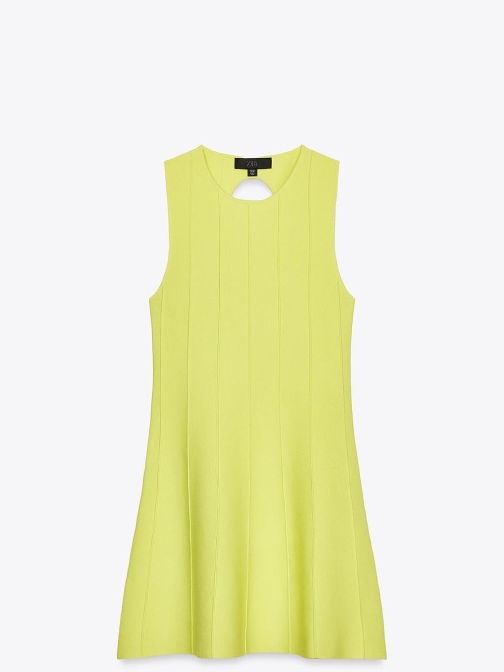 Zara Neon Lime Sleeveless A-Line Dress